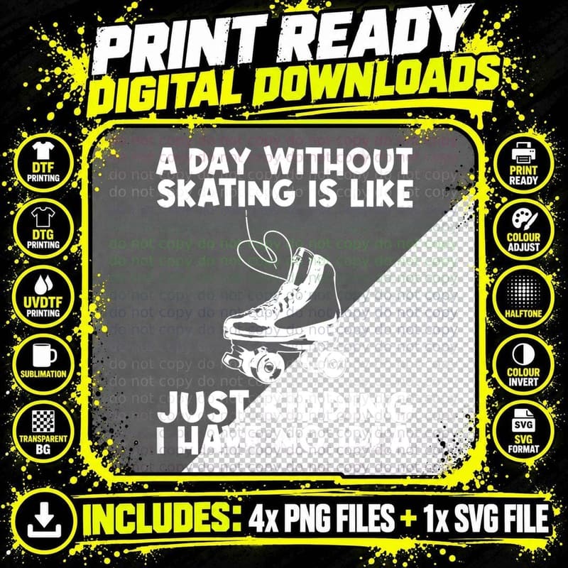 Cool Roller Skating for Men Women Retro Disco Derby Png SVG Digital Bundle