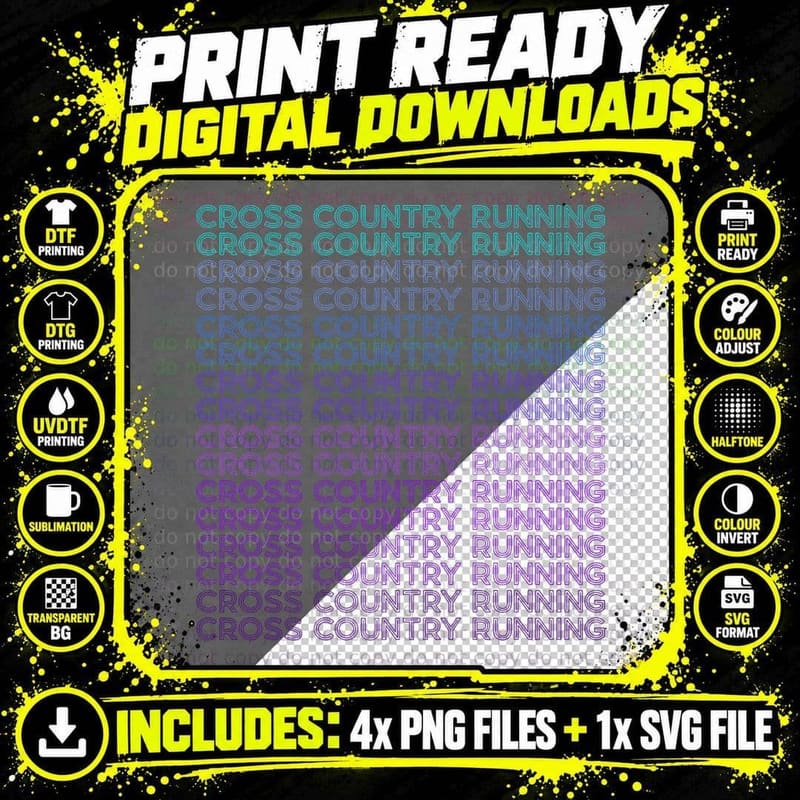 Cross Country Running Cross Country Runner Retro Png SVG Digital Bundle