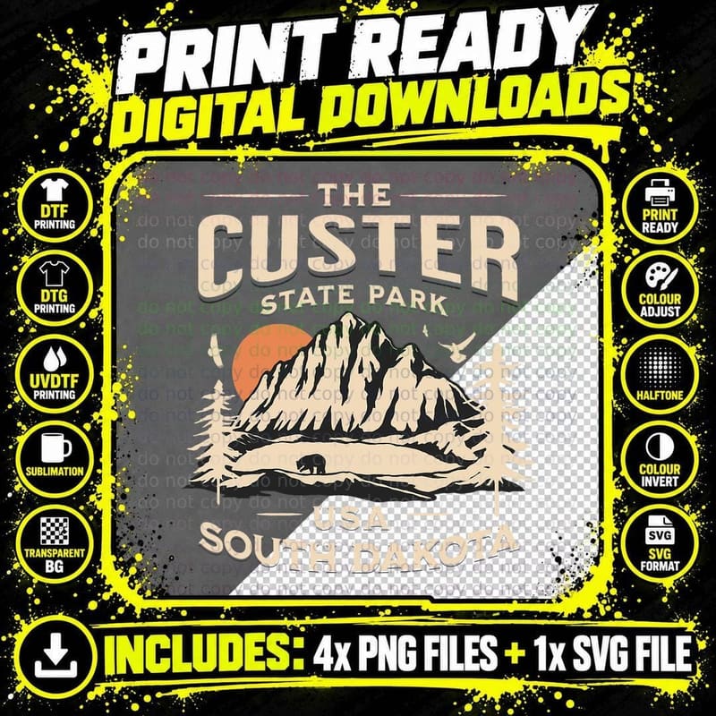 Custer State Park South Dakota Nature Hike Outdoors Png SVG Digital Bundle