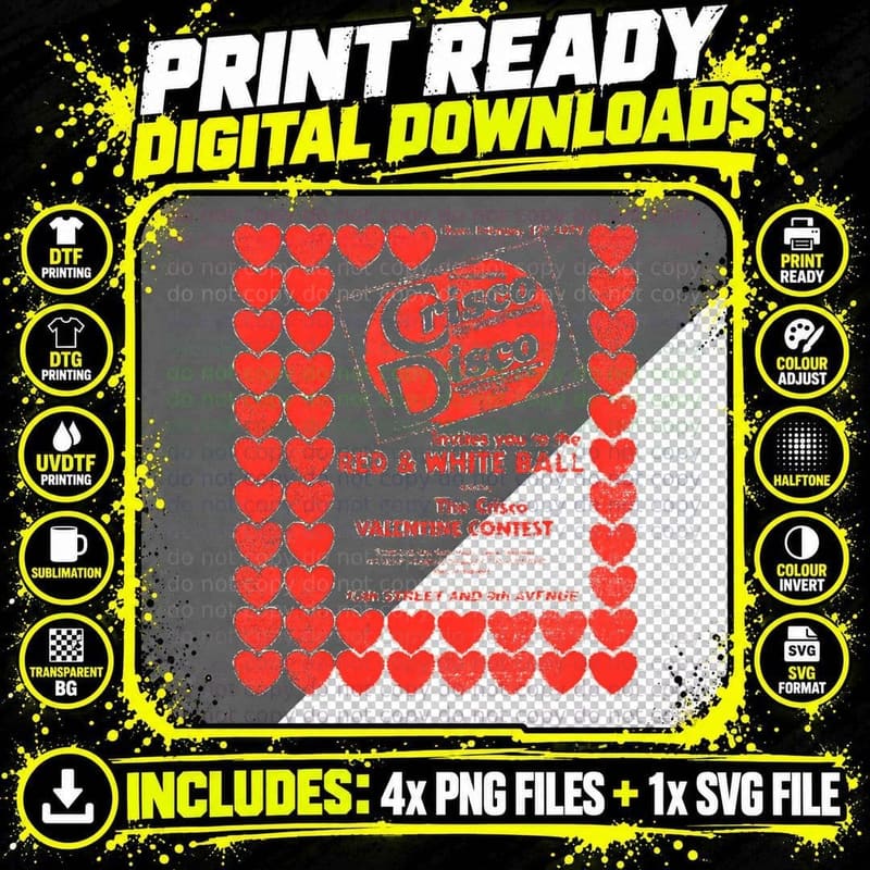 Defunct Crisco Disco Valentines 70s 80s Gay Nightclub Png SVG Digital Bundle