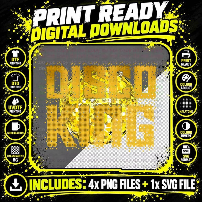 Disco King Dancing Party Retro Disco, Party T-Shirt Png SVG Digital Bundle