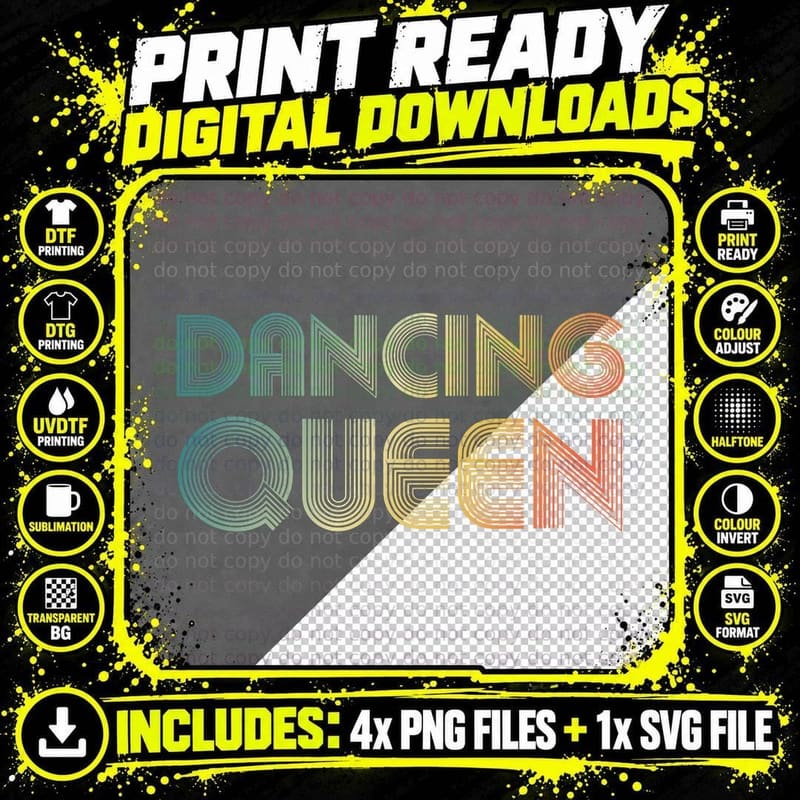 Disco Queen, Funky Vintage 70s 80s for Dance Parties Png SVG Digital Bundle