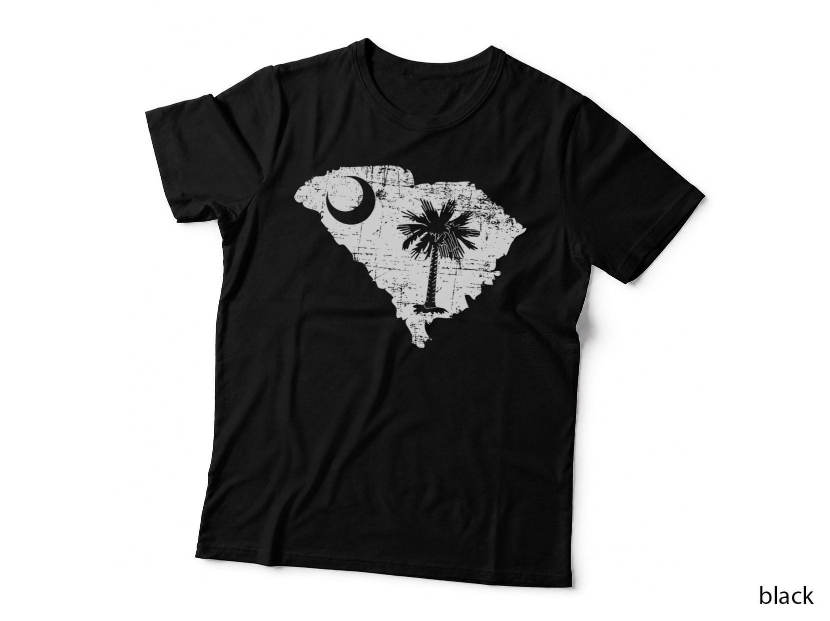 Distressed White South Carolina State Flag Outline T-Shirt