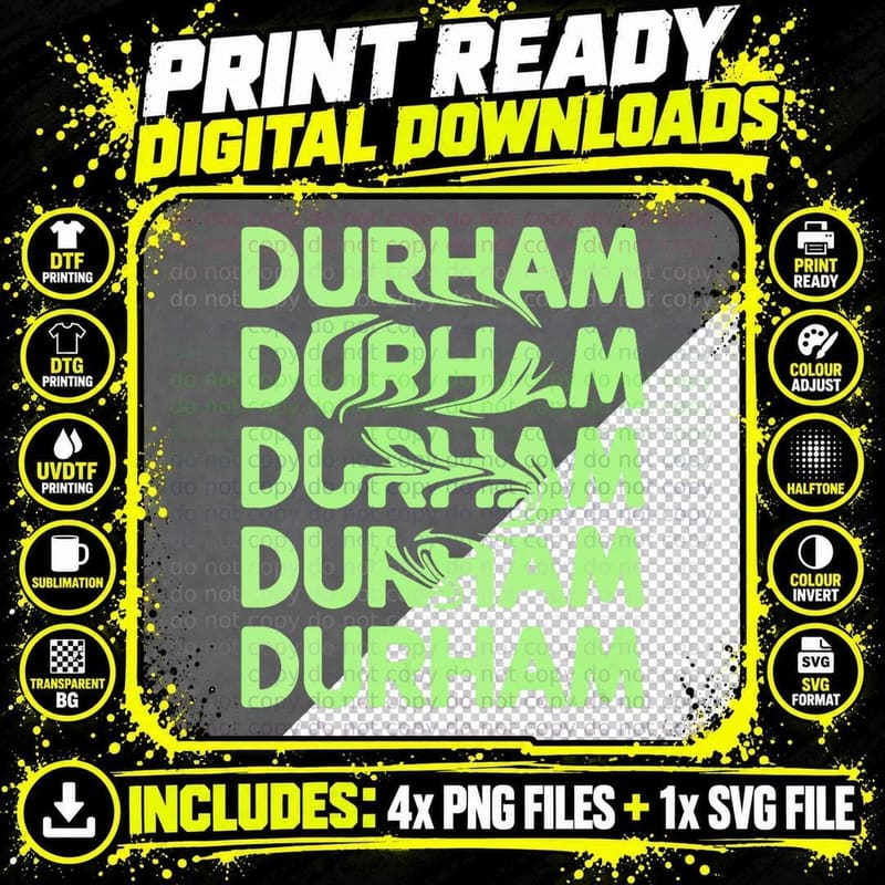 Durham North Carolina Vintage Psychedelic, Retro T-Shirt Png SVG Digital Bundle
