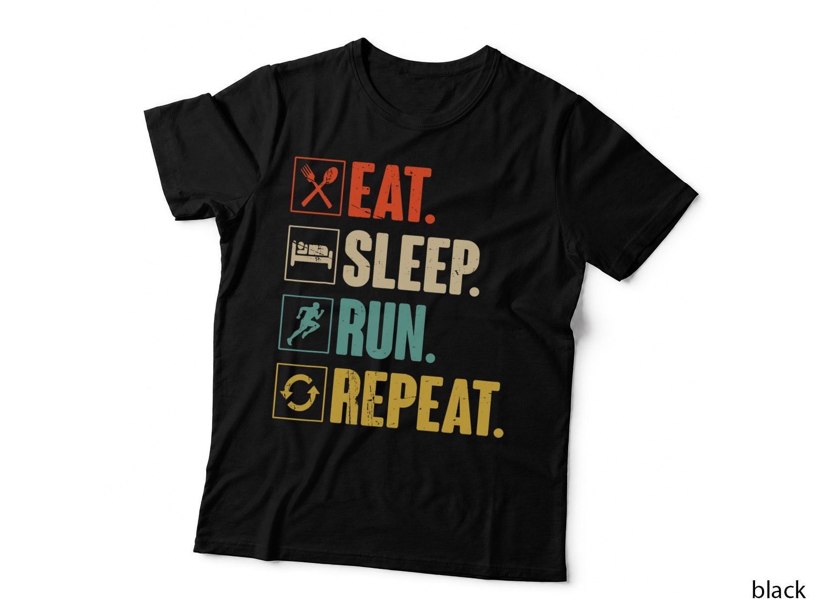 Eat Sleep Run Repeat Retro Vintage Running Runner Gift T-Shirt