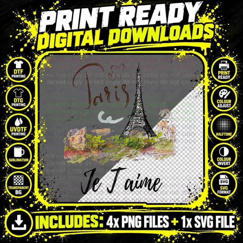 Eiffel Tower Paris Vintage I Love Paris France City Png SVG Digital Bundle