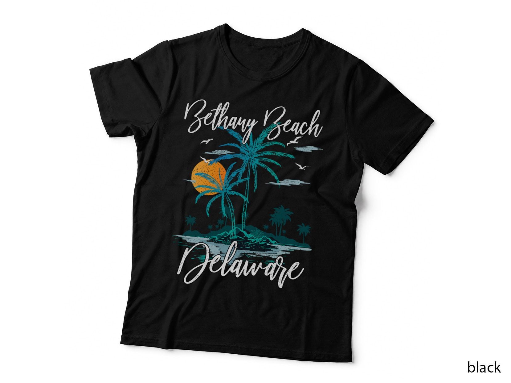 Family Vacation Retro Sunset Delaware Bethany Beach T-Shirt