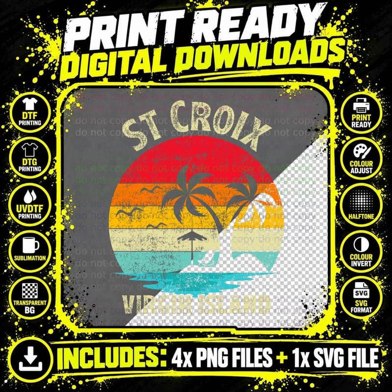 Family Vacation Vintage Retro Virgin Island St. Croix Png SVG Digital Bundle