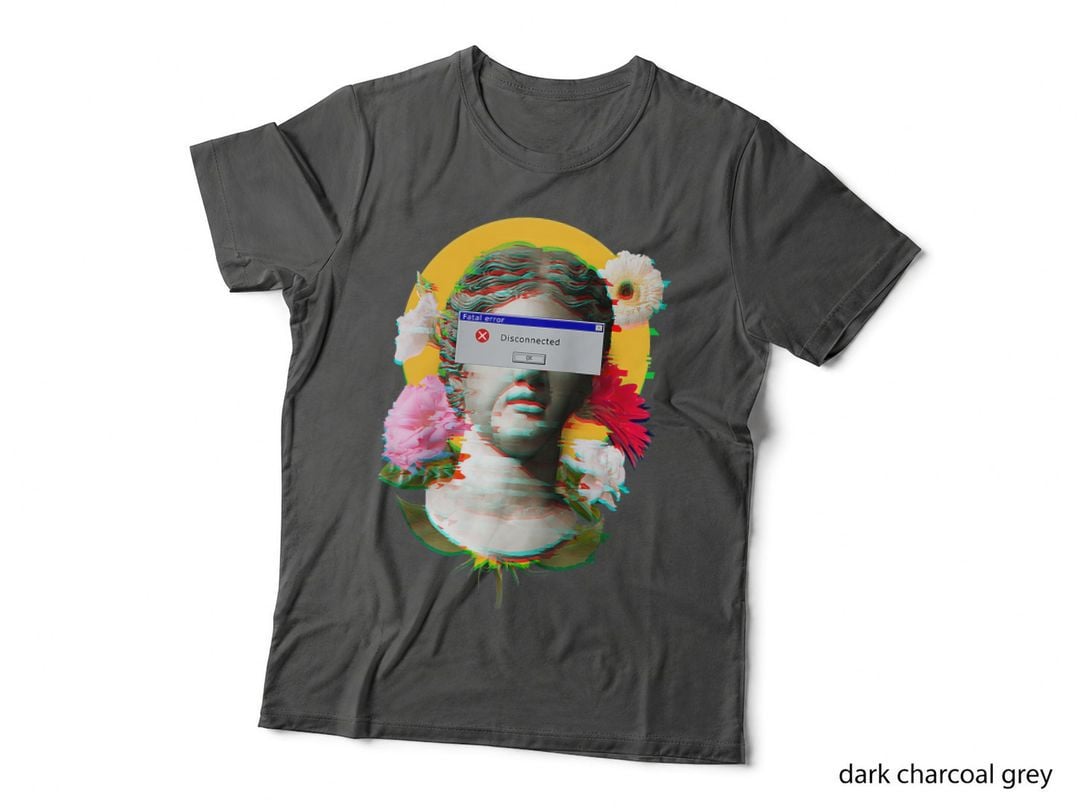 Fatal Error Disconnected Glitch Statue Vaporwave Retro 80s T-Shirt