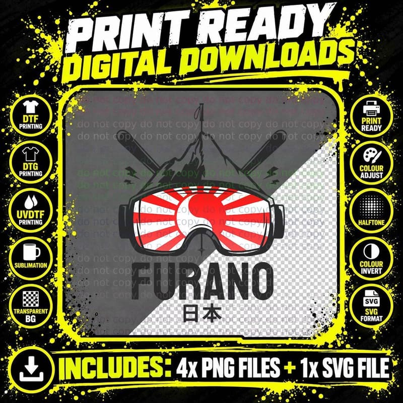Furano Japan Ski Resort Retro Skiing T-Shirt Png SVG Digital Bundle
