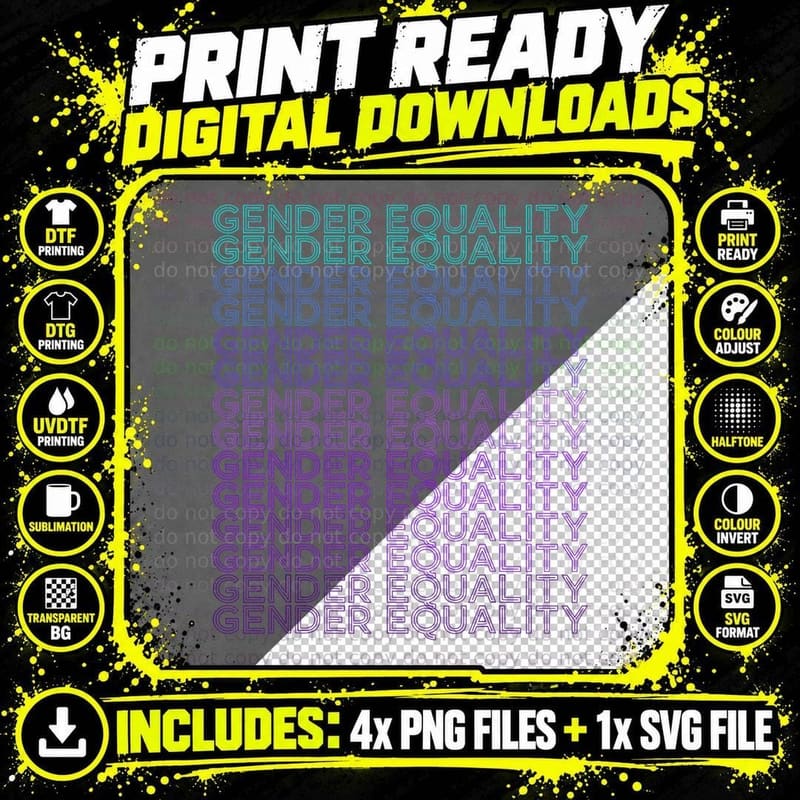 Gender Equality Feminism Retro T-Shirt Png SVG Digital Bundle