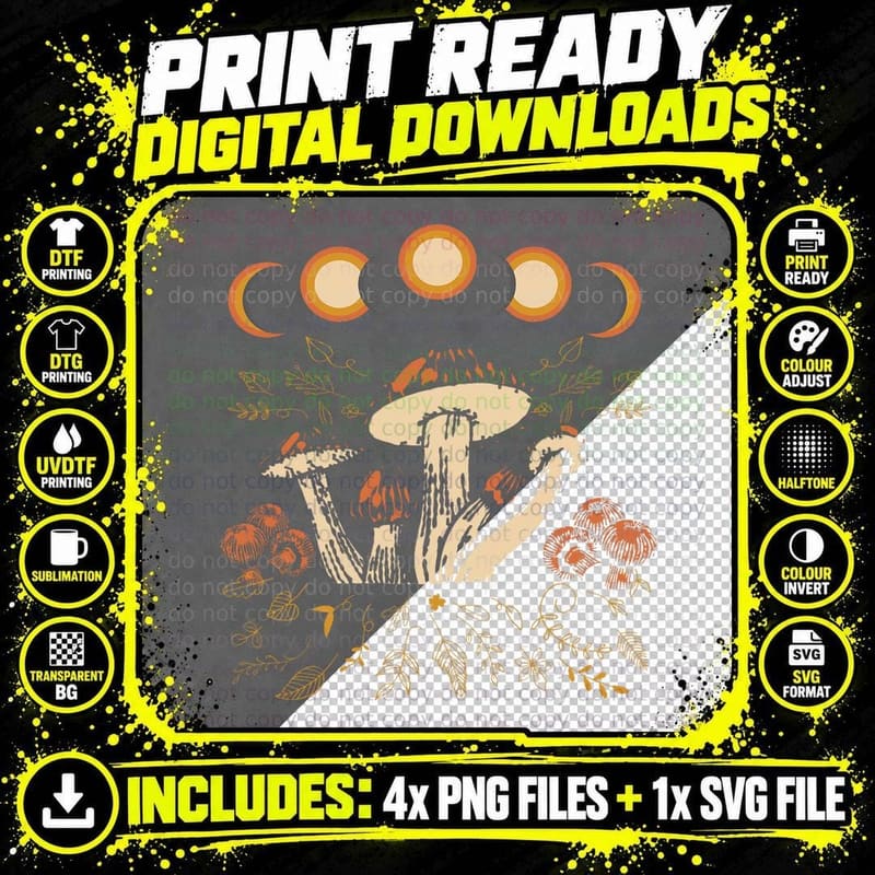 Goblincore Mushroom Foraging Alt Aesthetic Vintage Png SVG Digital Bundle
