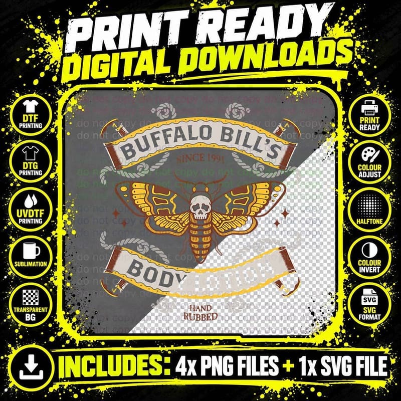 Goth Body Lotion - Deaths Head Moth - Vintage Tattoo Png SVG Digital Bundle