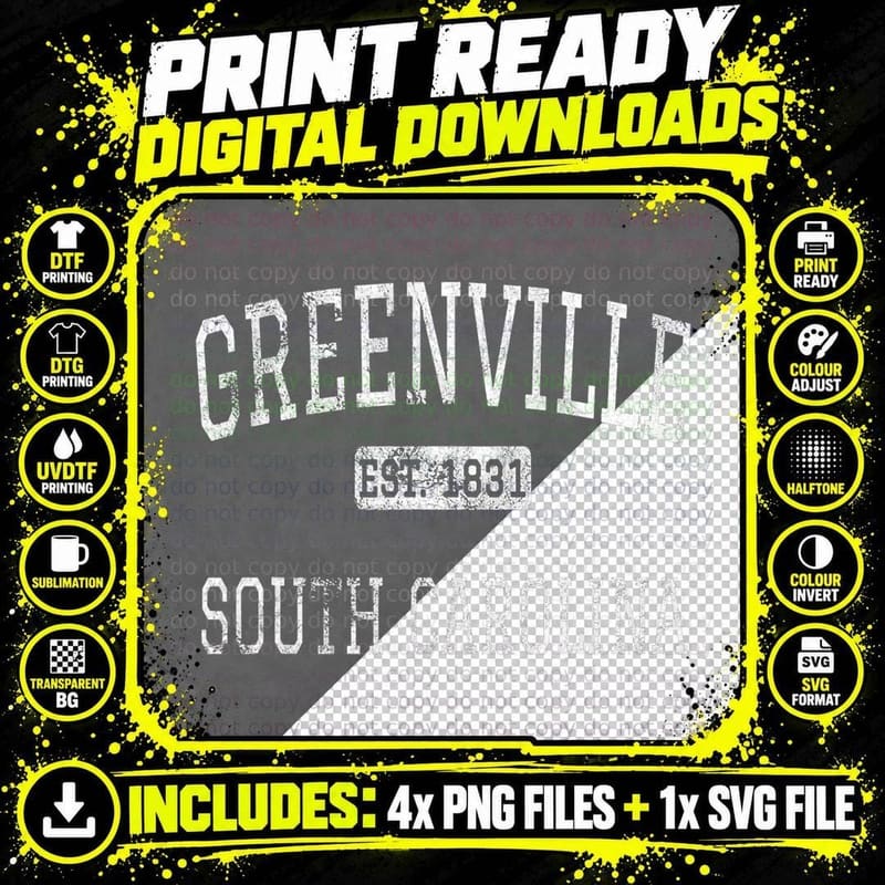 Greenville South Carolina SC Vintage T-Shirt Png SVG Digital Bundle