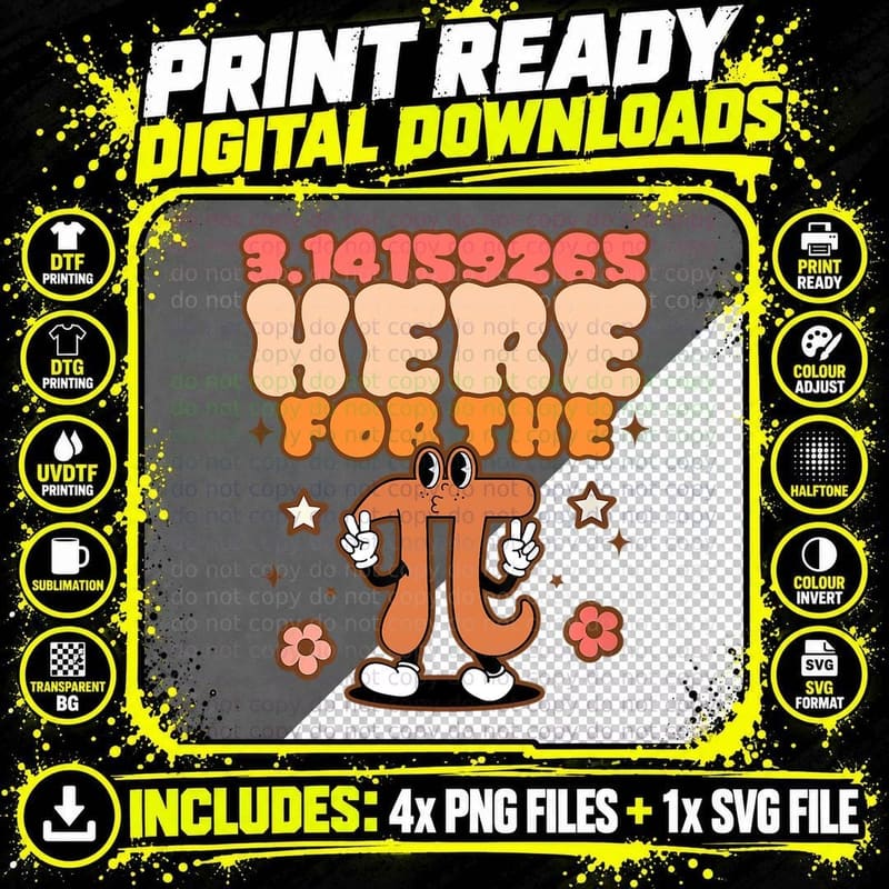 Groovy Herepi Flowers Happy Pi Day 3 14 Math Lover Png SVG Digital Bundle