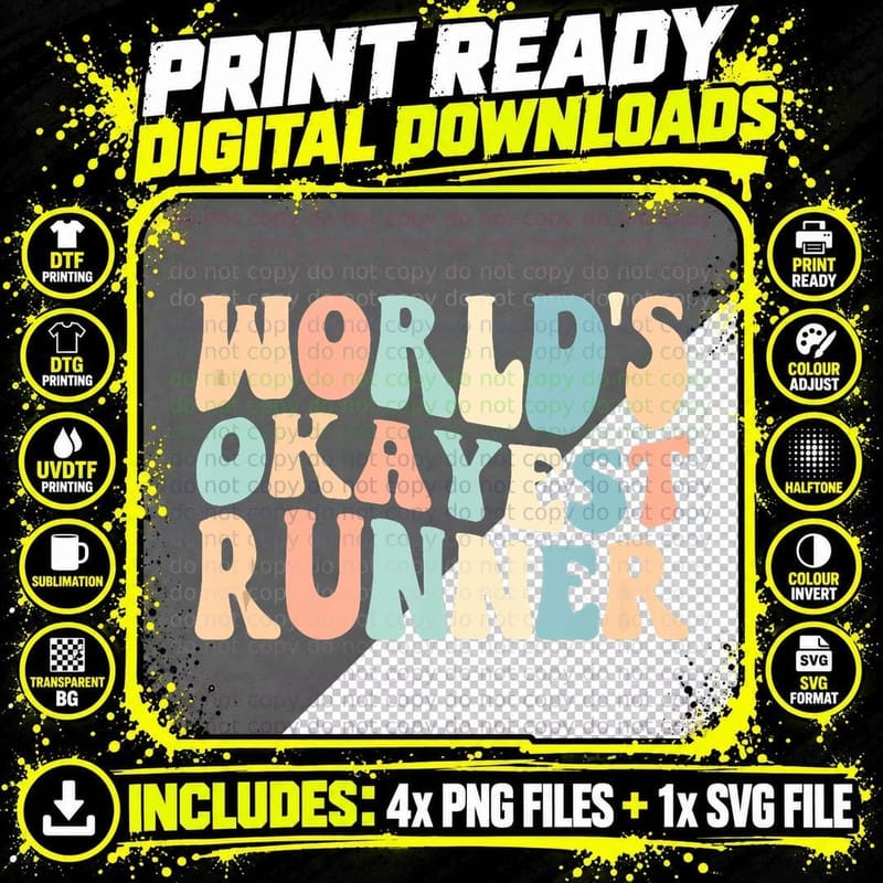 Groovy Retro Vintage Worlds Okayest Runner Running Lover Png SVG Digital Bundle