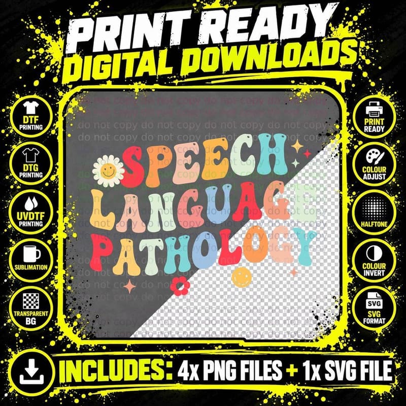 Groovy Speech Language Pathologist SLP Your Words Png SVG Digital Bundle
