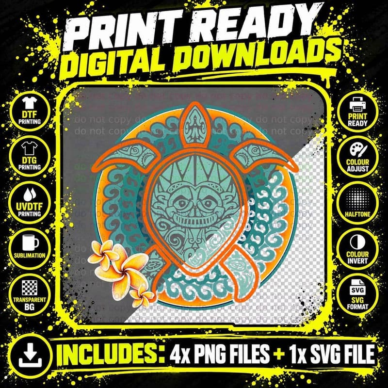 Hawaiian for Women, Men, Sea Turtles in Vintage Travel Png SVG Digital Bundle