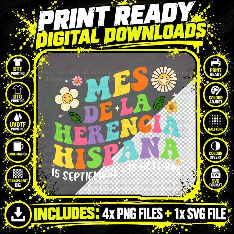 Hispanic Heritage Month Mes De La Herencia Hispana Png SVG Digital Bundle