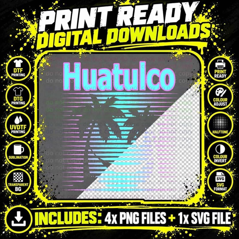 Huatulco Travel Retro Beach Vacation Souvenir T-Shirt Png SVG Digital Bundle