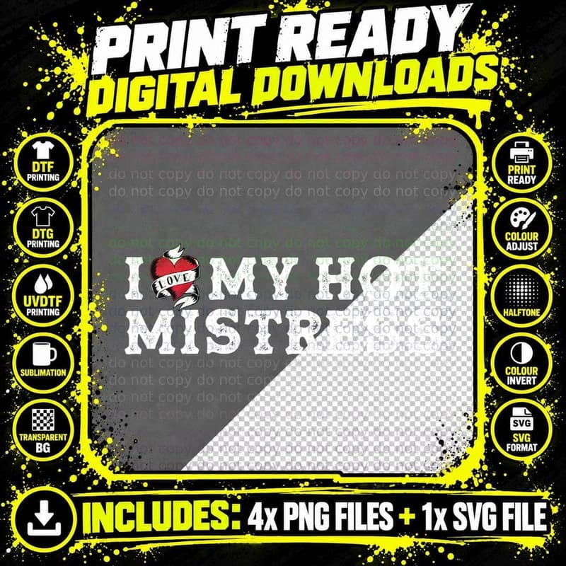I Love My Hot Mistress I Heart My Mistress Vintage Png SVG Digital Bundle