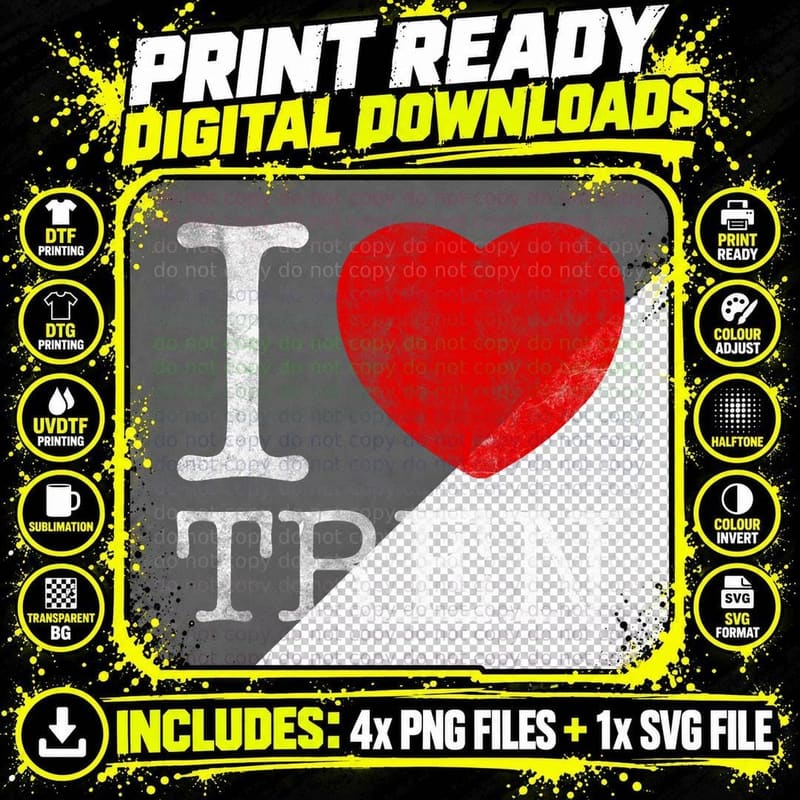 I Love Tren Vintage I Heart Tren T-Shirt Png SVG Digital Bundle