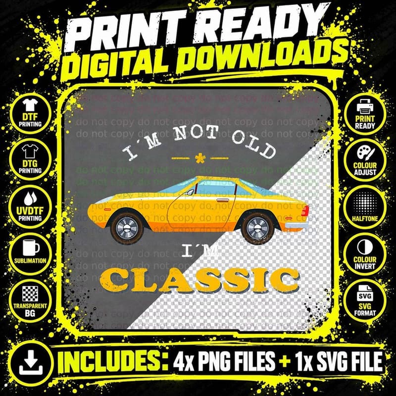 I'm Not Old I'm Vintage Car Muscle & Sports Car T-Shirt Png SVG Digital Bundle