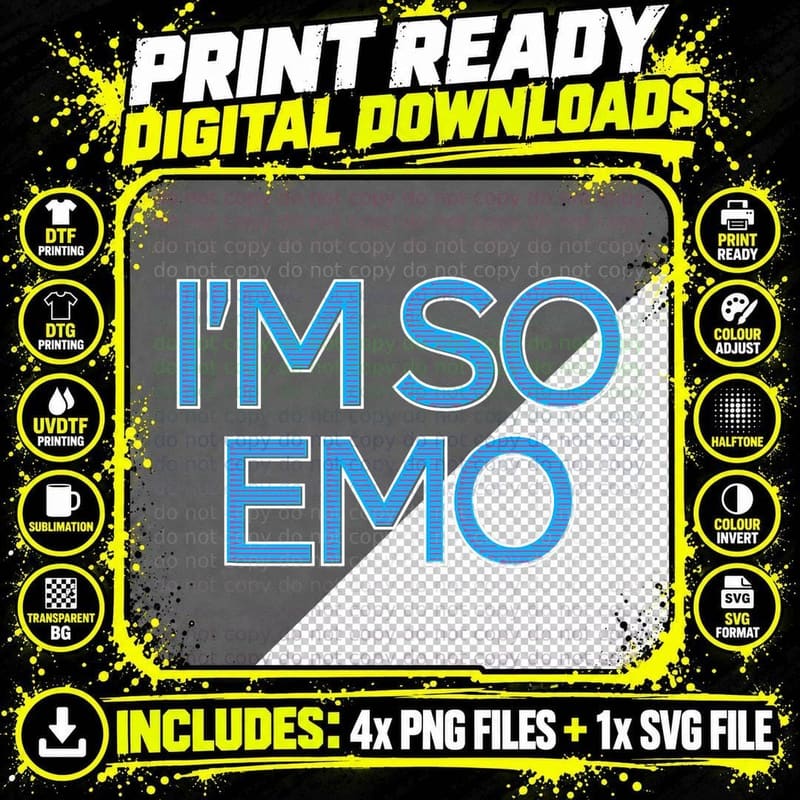 I'm SO EMO - Emotional Music Lover Culture Retro Fashion Png SVG Digital Bundle