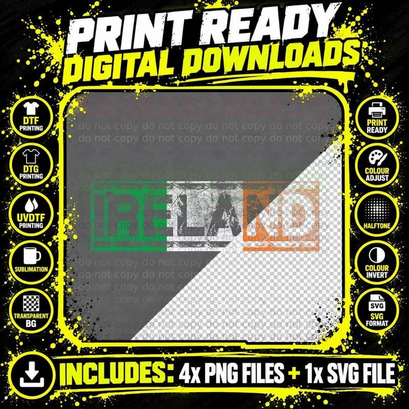Ireland Retro Flag Irish Heritage Distressed Graphic Png SVG Digital Bundle