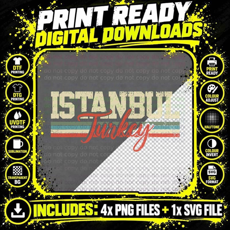 Istanbul Turkey Travel Souvenir Retro Vintage Gift Png SVG Digital Bundle