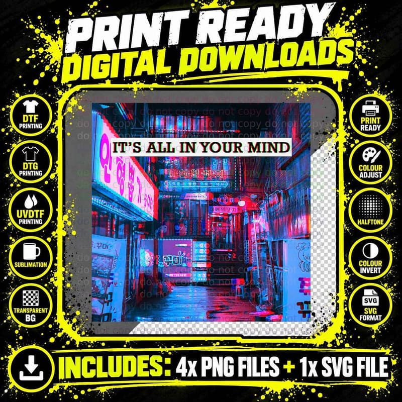 It's All in Your Mind - Vaporwave 80s 90s Cyberpunks Png SVG Digital Bundle