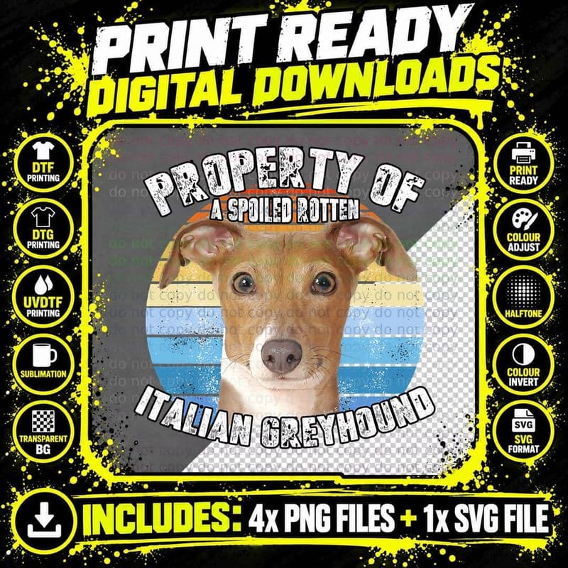 Italian Greyhound Retro Property of T-Shirt Png SVG Digital Bundle