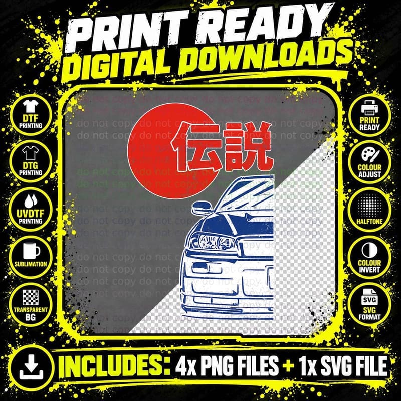 JDM Japan Motorsport Tuning Car 90s T-Shirt Png SVG Digital Bundle