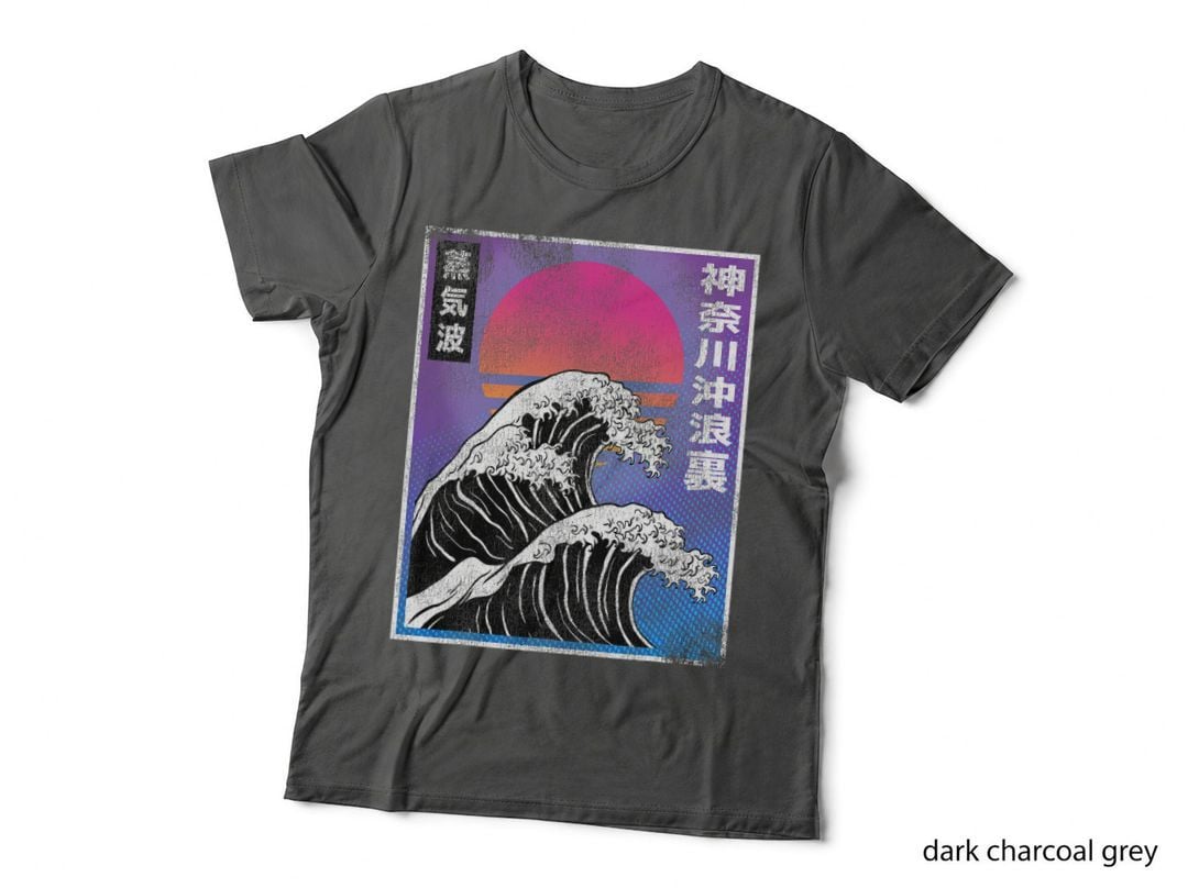 Japanese Vaporwave Aesthetic 90s Art Kanagawa Wave 80s T-Shirt
