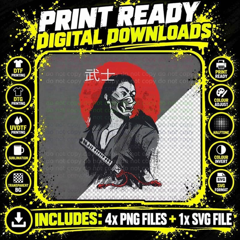 Japanese Vintage Samurai Art - Ancient Samurai Japan Png SVG Digital Bundle