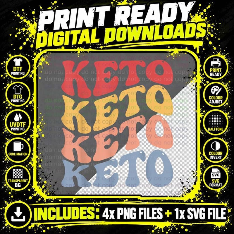 Keto Groovy Diet Ketogenic Diet Keto T-Shirt Png SVG Digital Bundle