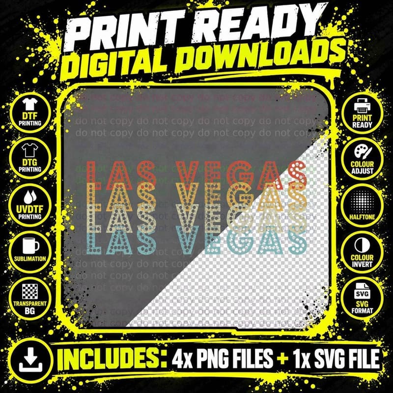 Las Vegas Nevada Vintage Retro 70s 80s T-Shirt Souvenir Png SVG Digital Bundle