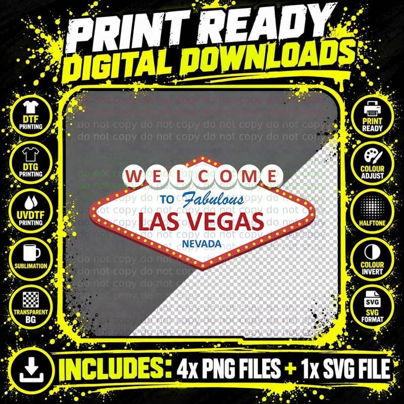 Las Vegas Sign - Nevada - Aesthetic Design - Classic Png SVG Digital Bundle