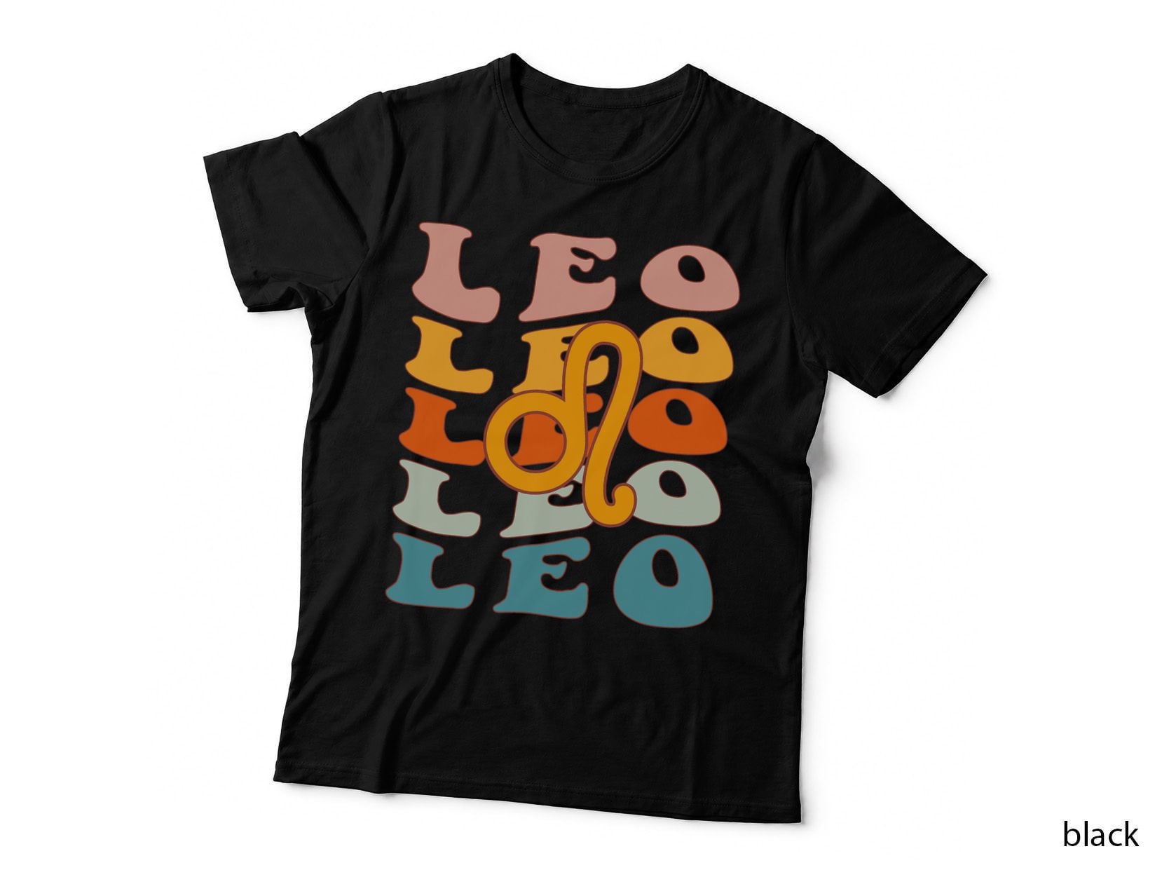 Leo Groovy Zodiac Sign July August Birthday T-Shirt