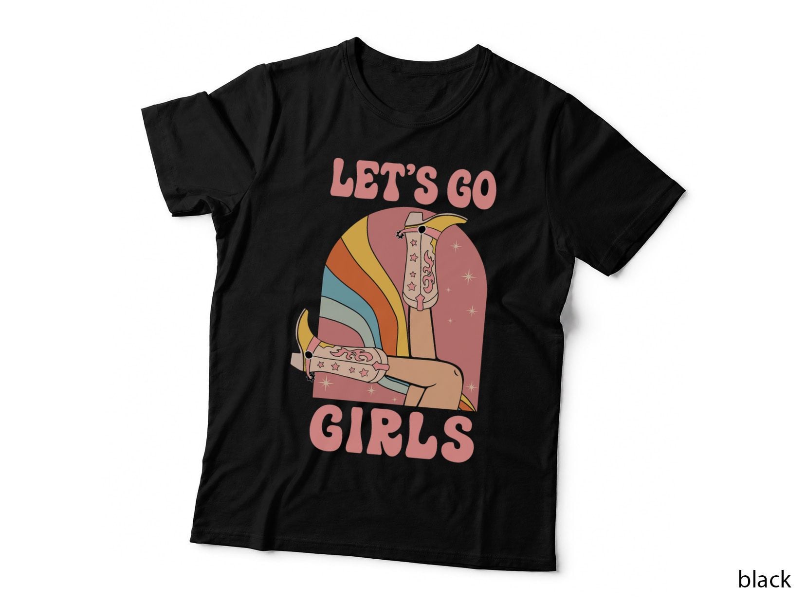 Let's Go Girls Retro Cowgirls Bride Bridesmaid Bachelorette T-Shirt
