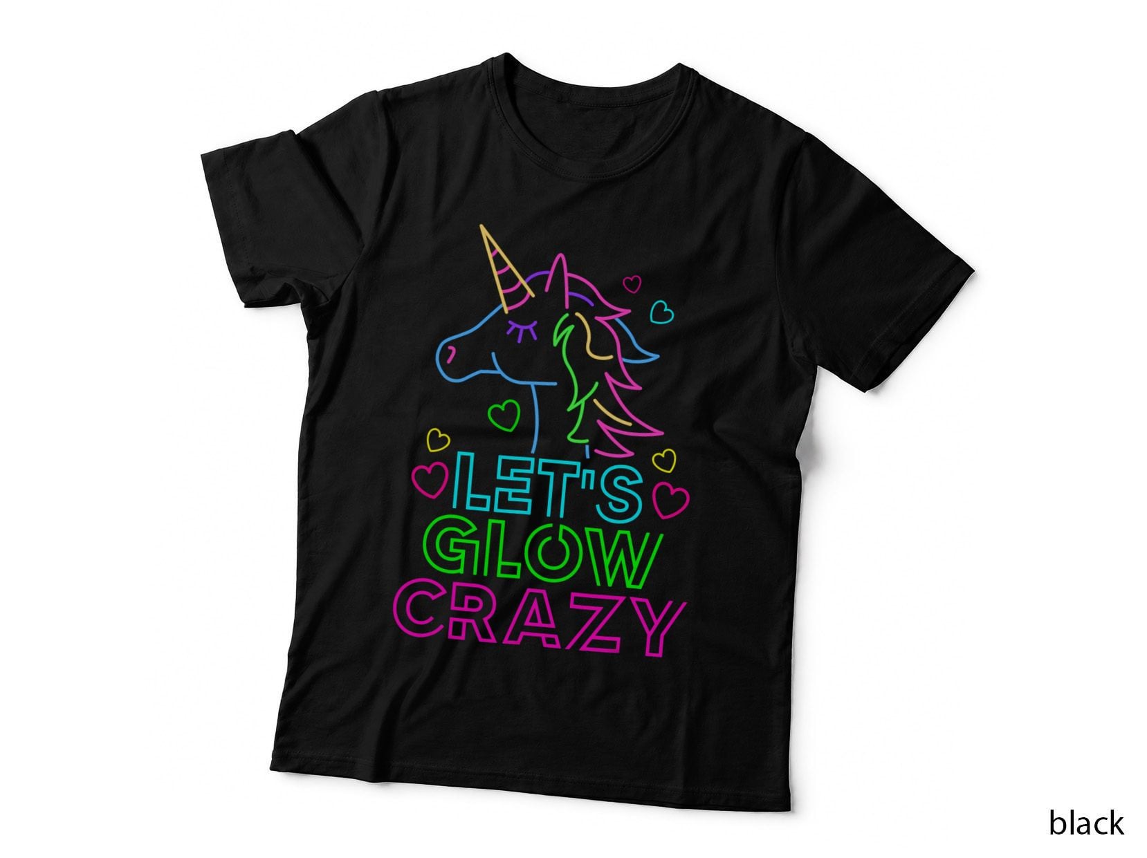 Lets Glow Crazy Glow Party 80s Unicorn Costume T-Shirt