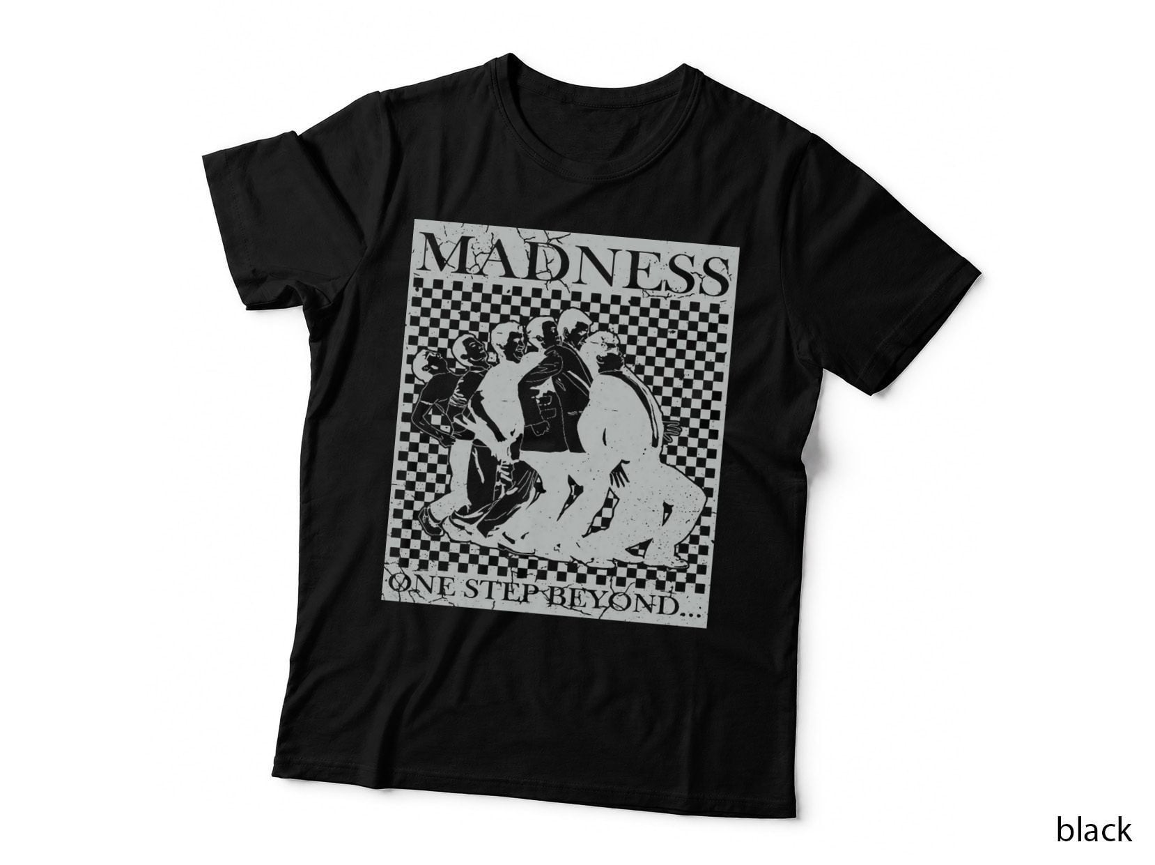Madness - Retro Checkerboard Black T-Shirt