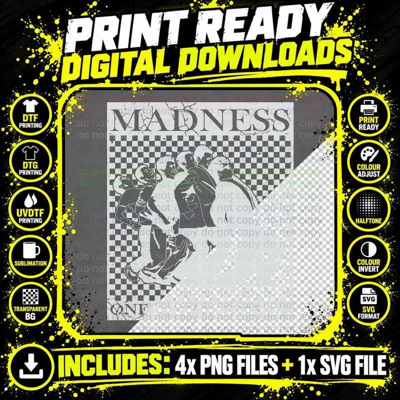 Madness - Retro Checkerboard Black T-Shirt Png SVG Digital Bundle