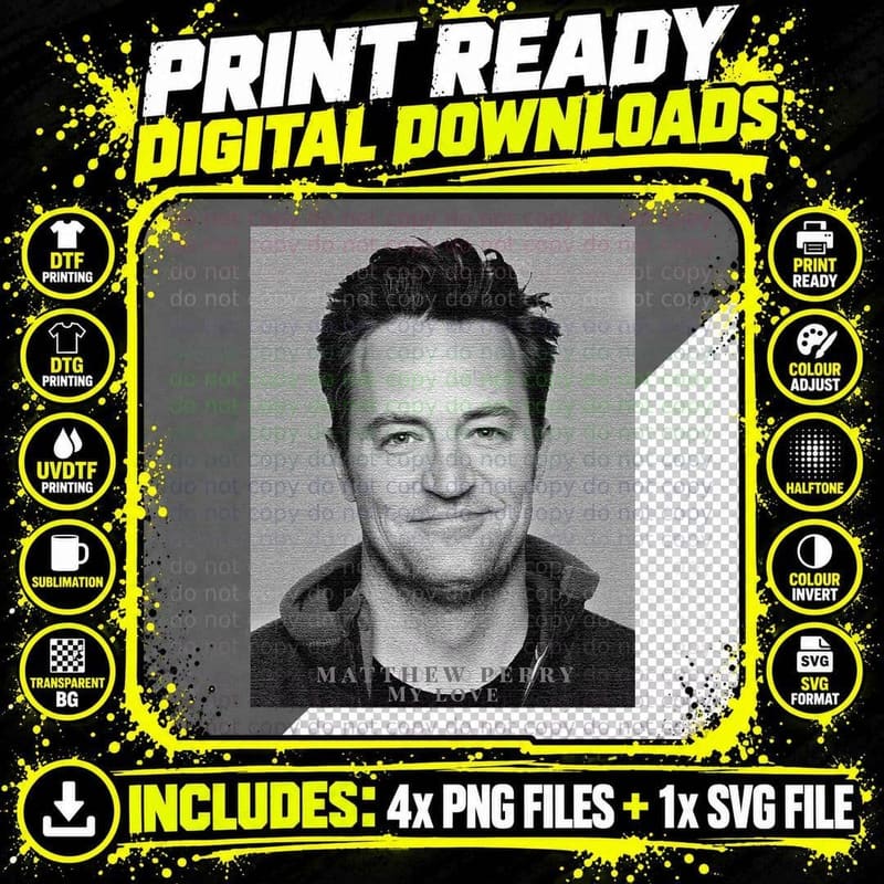 Matthew Perry Actor Classic T-Shirt Png SVG Digital Bundle