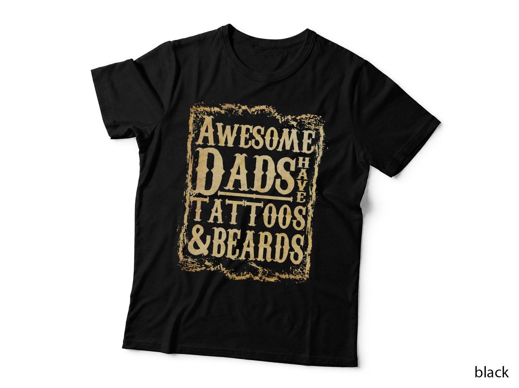 Mens Awesome Dads Have Tattoo and Beards Vintage Fathers Day T-Shirt