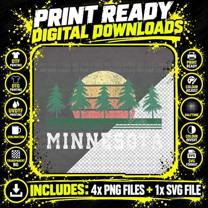 Minnesota MN T-Shirt Retro Vintage Shirt Gift Men Women Png SVG Digital Bundle
