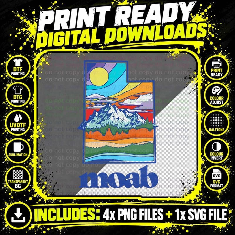 Moab Utah Vintage Nature Outdoor Graphic T-Shirt Png SVG Digital Bundle