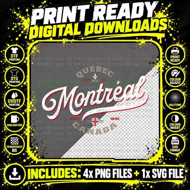 Montreal Canada Vintage Quebec French Canadian Gift Png SVG Digital Bundle