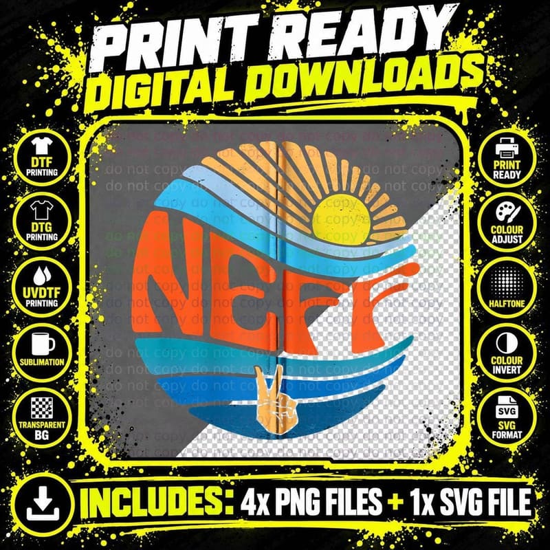 Neff Shirt Vintage Sunset Neff Groovy Tie Dye Zip Hoodie Png SVG Digital Bundle