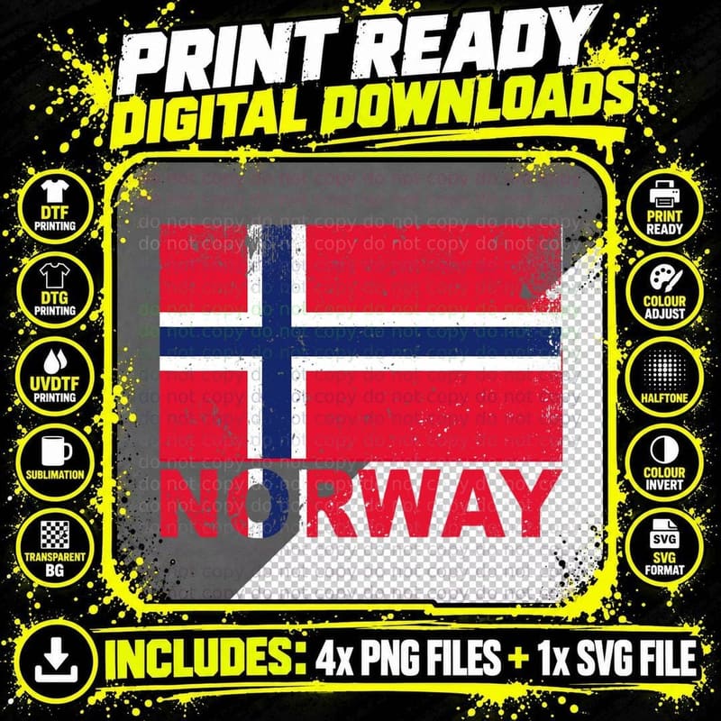 Norway Flag Vintage Scandinavian Origin Nationality Png SVG Digital Bundle